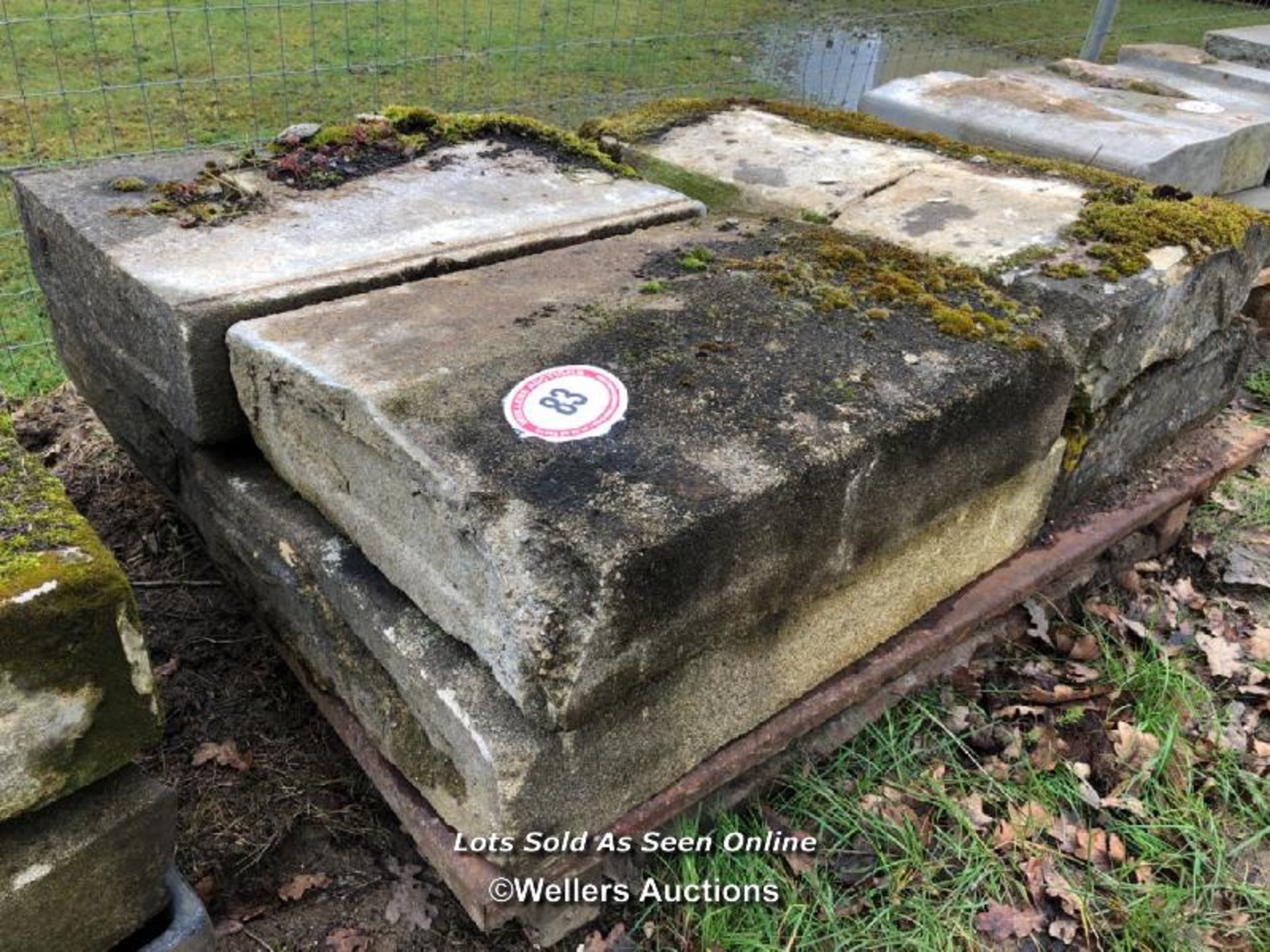 FIVE PIECES OF MIXED STONE/CONCRETE COPING, LARGEST 60CM L X 46CM W - Image 2 of 2