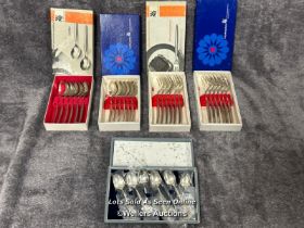 Four sets of boxed WMF cake forks and tea spoons with one other set of teaspoons / AN20