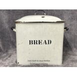 A large enamel bread tin with lid, 40x41x30cm / AN21