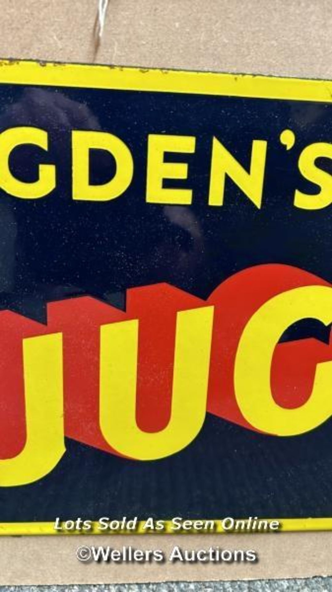 Vintage enamel tobacco sign "OGDEN'S JUGGLER TOBACCO", 56x26cm - Image 3 of 6