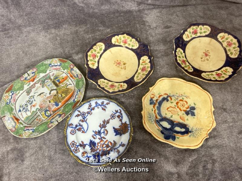 Mason's oval platter with Chinese design and four other old plates including Adam8 / AN34
