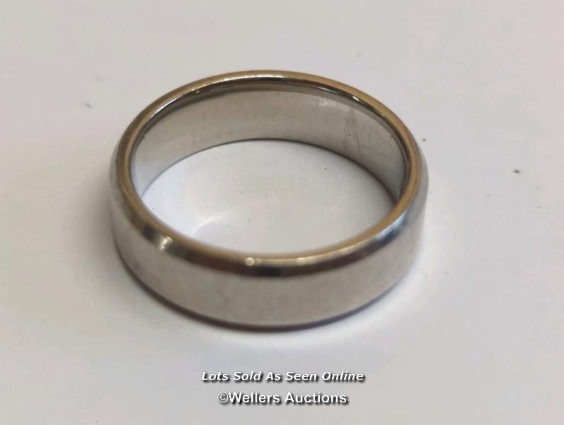 Palladium wedding ring, size Q, width 6mm, gross weight 7.35g / SF