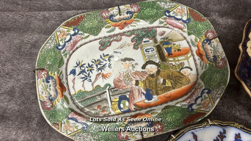 Mason's oval platter with Chinese design and four other old plates including Adam8 / AN34 - Image 2 of 9