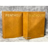 Vintage Penthouse magazines in two binders, vol. 9 issues 1-12, 1974 and vol.10 issues 1-12,