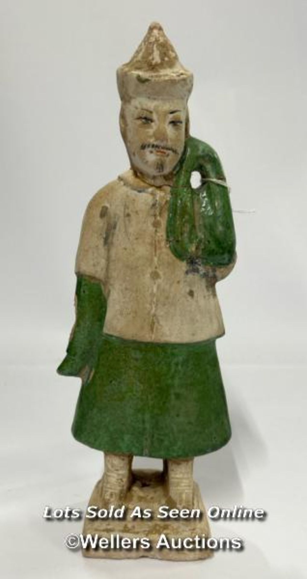 Chinese pottery part glazed figure, 26cm high / AN43