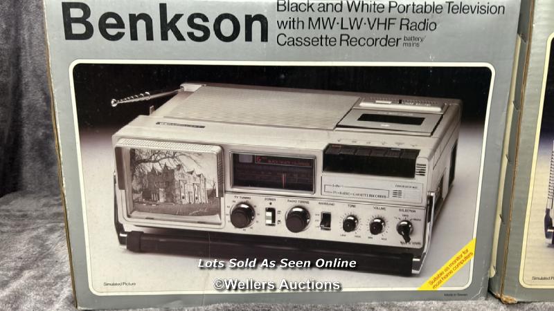 Three vintage Benkson portable B/W televisions including model PTV1 with intergrated tape recorder - Image 2 of 4