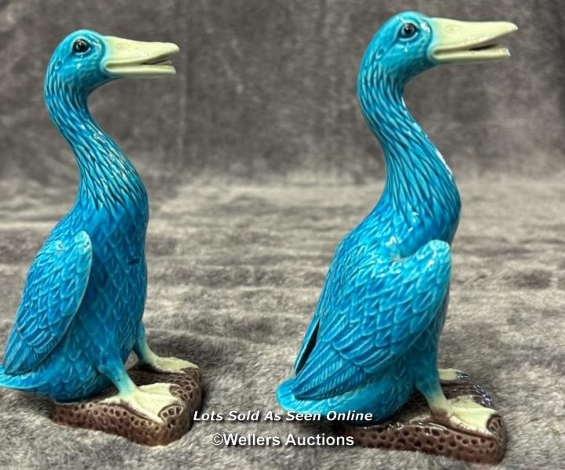 Set of six Chinese turquoise glazed porcelain duck figures, the tallest 29cm high / AN6 - Image 16 of 17