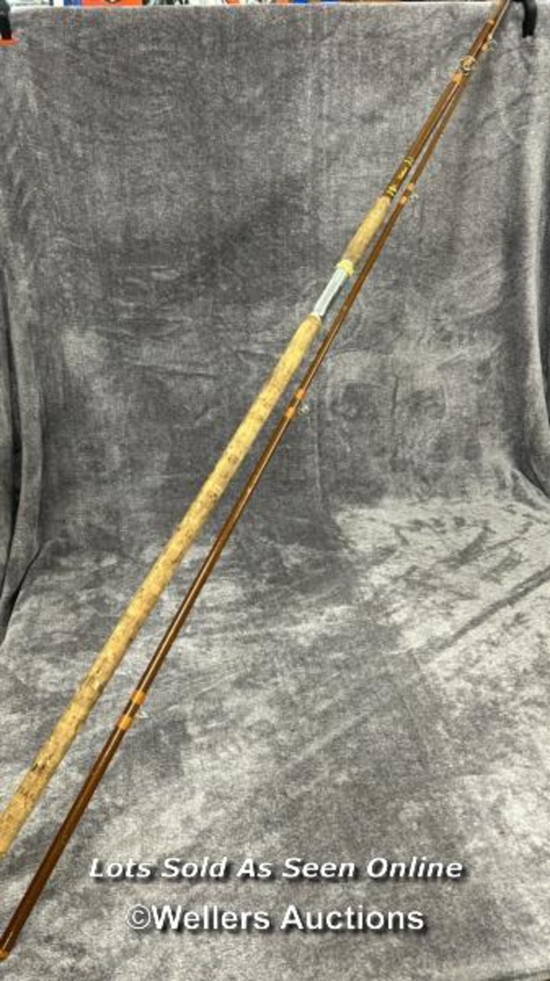 Vintage E.T. Barlow Vortex "Valiant" hand made beach casting fishing rod, 12ft long with case,