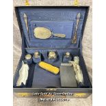A travelling dressing table set (incomplete) comprising of hand mirror hallmarked 1928, silver