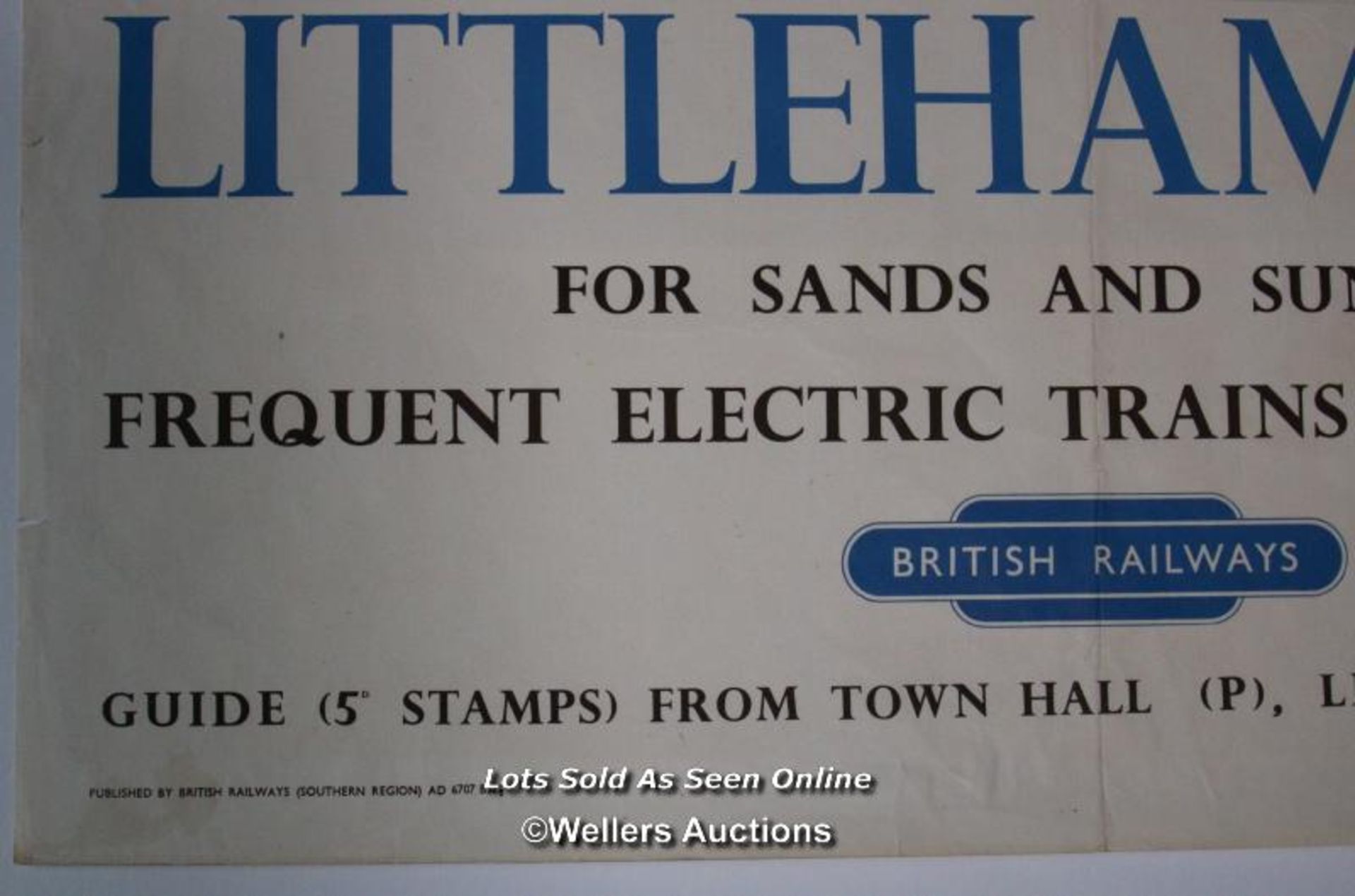 Vintage British Railways poster 'Littlehampton For Sands and Sunshine - Frequent Electric Trains - Image 6 of 9