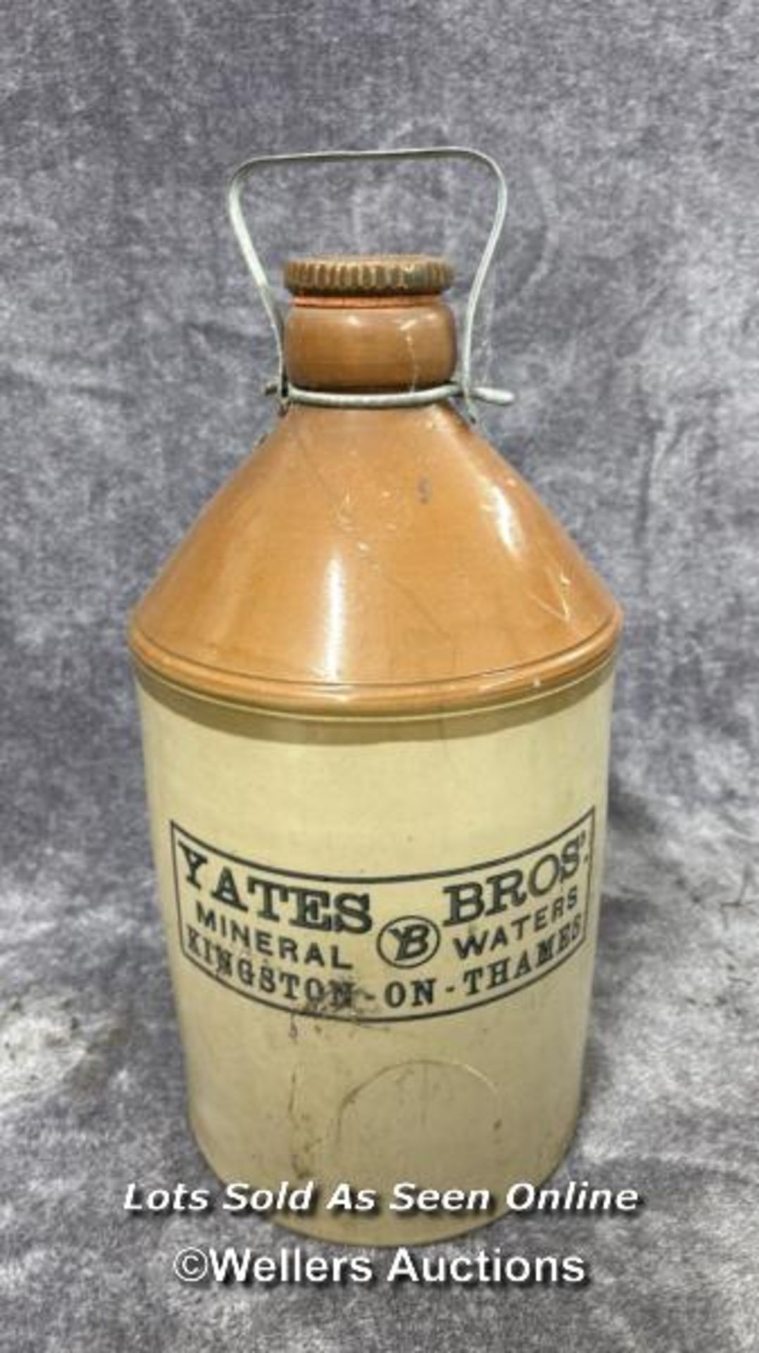 Three glazed stoneware bottles including a large vintage Yates Bros Mineral Water bottle, 43cm high, - Image 3 of 6