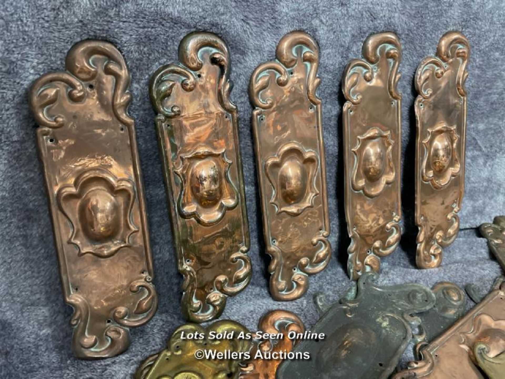 A large collection of metal door fixtures, various designs and sizes, largest roughly 28.5cm long - Image 2 of 5