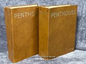 Vintage 1983 Penthouse magazines in binders, vol.18 issues 1-9 and vol.19 issues 1-11 with a