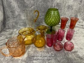 Assorted coloured glassware / AN12