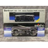 Two retro sterio radios, Saisho SR1000 sterio radio and Benkson STR33, from the private collection
