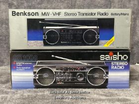 Two retro sterio radios, Saisho SR1000 sterio radio and Benkson STR33, from the private collection
