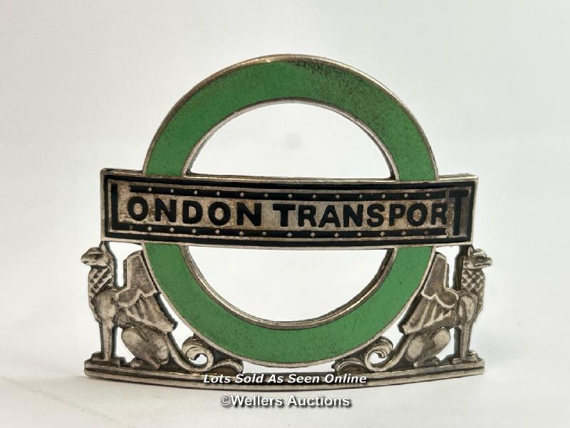 Rare London Transport County Buses & Green Line Coaches Inspector's cap badge no.3013, green - Bild 2 aus 8