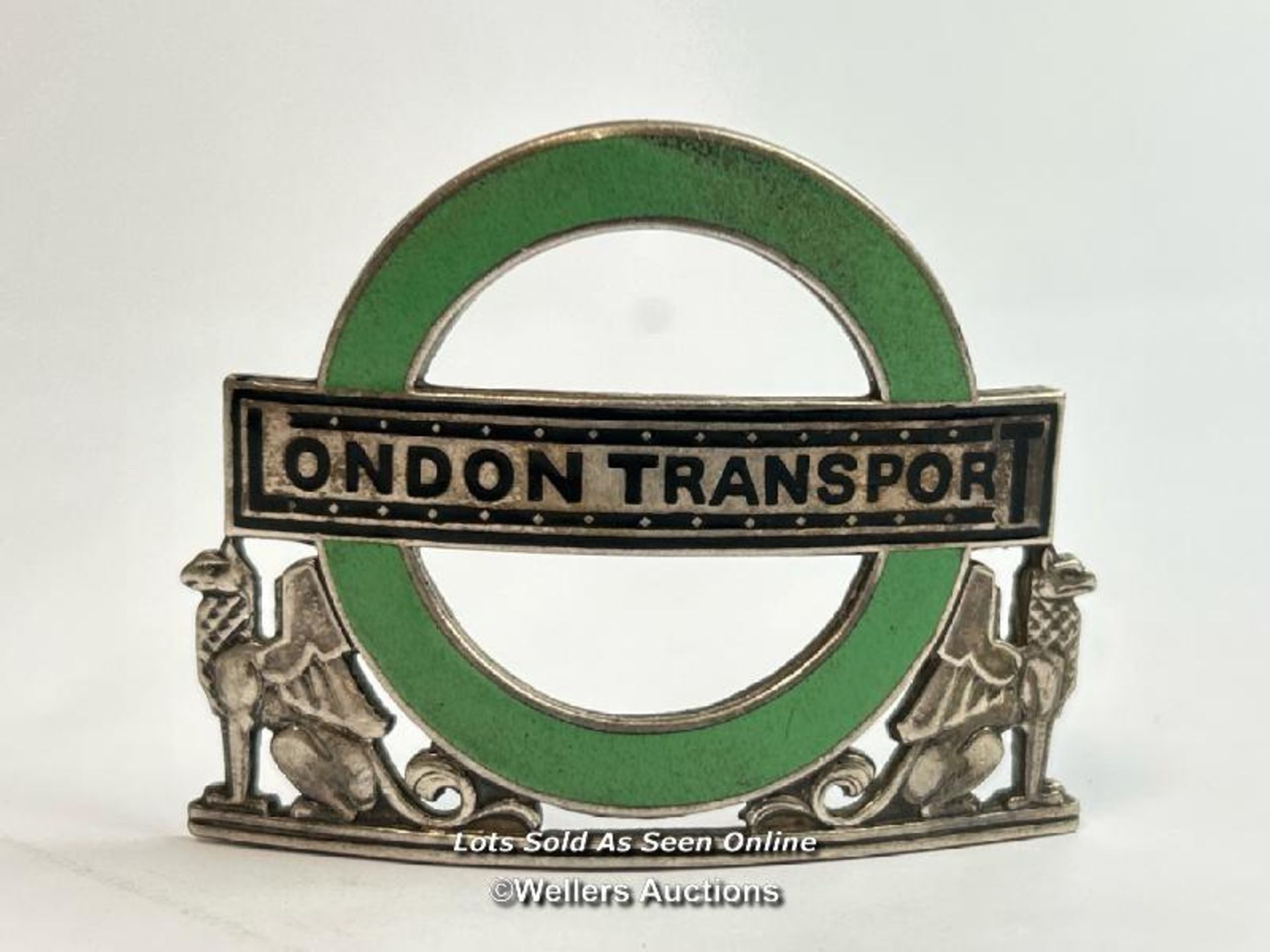 Rare London Transport County Buses & Green Line Coaches Inspector's cap badge no.3013, green - Image 2 of 8
