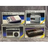 Four boxed Benkson cassette recorders and radios, from the private collection of the founder of