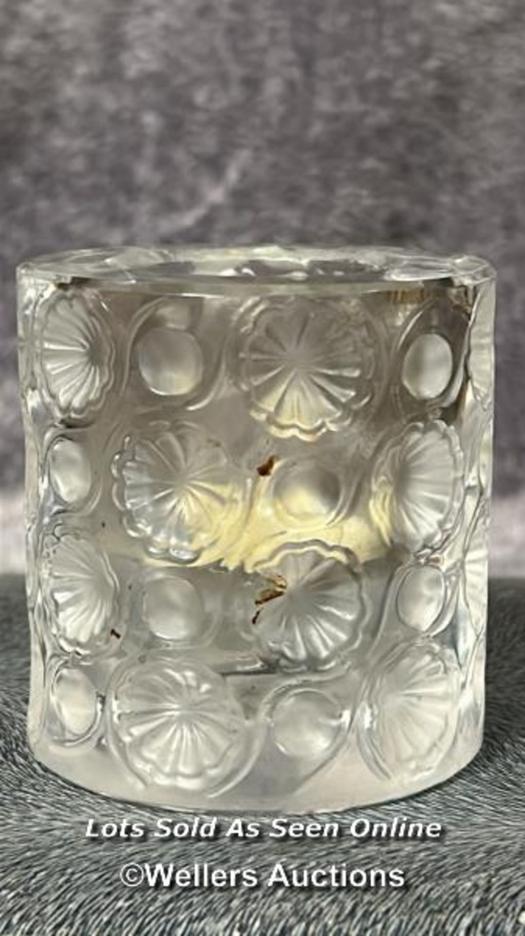 Small Lalique 'Two Flowers' perfume bottle (stopper does not come out) with a Lalique candle - Image 5 of 7