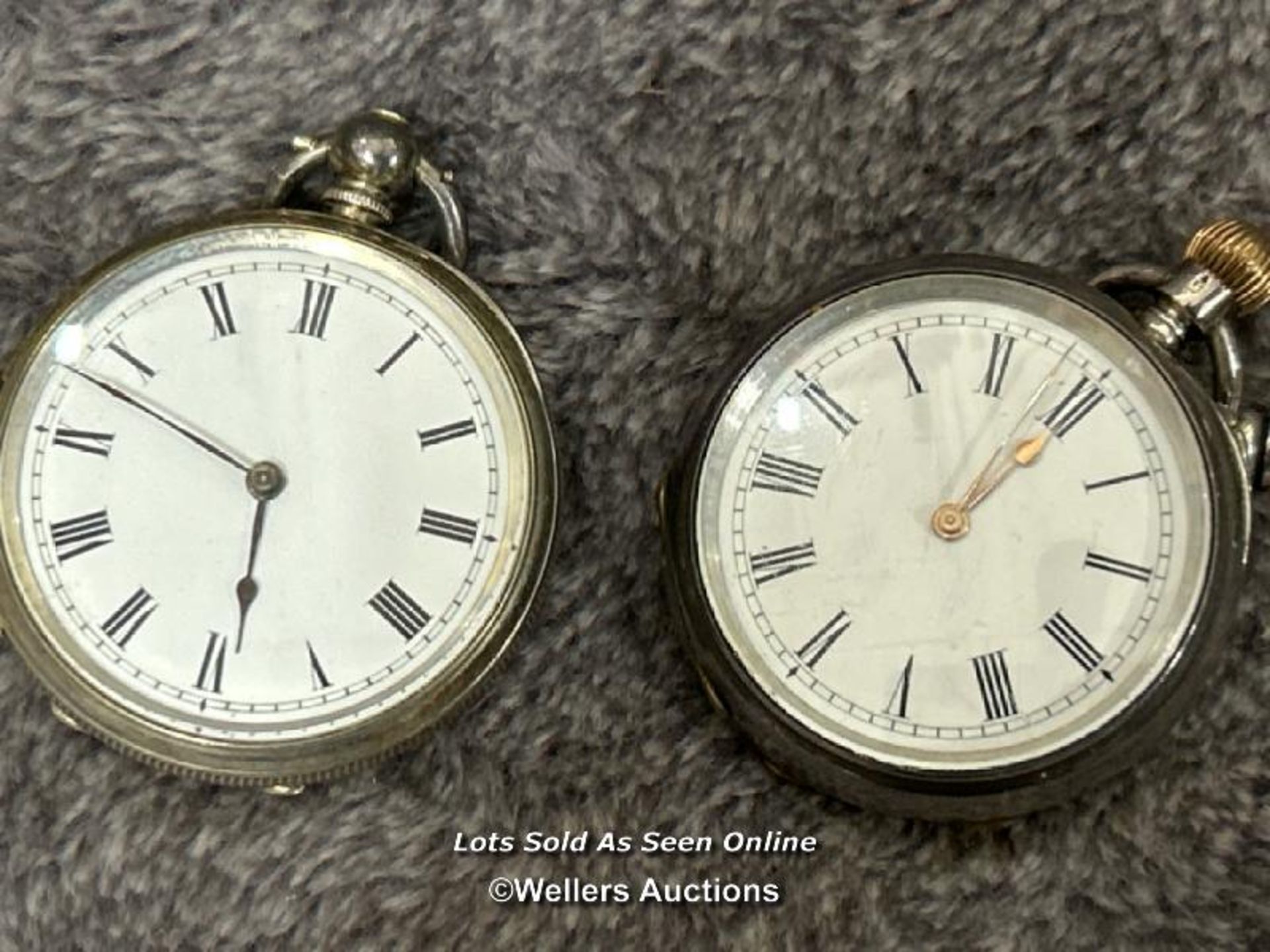 Three open face pocket watches, two with watch chains, a pendant watch on chain, a silver napkin - Image 12 of 13
