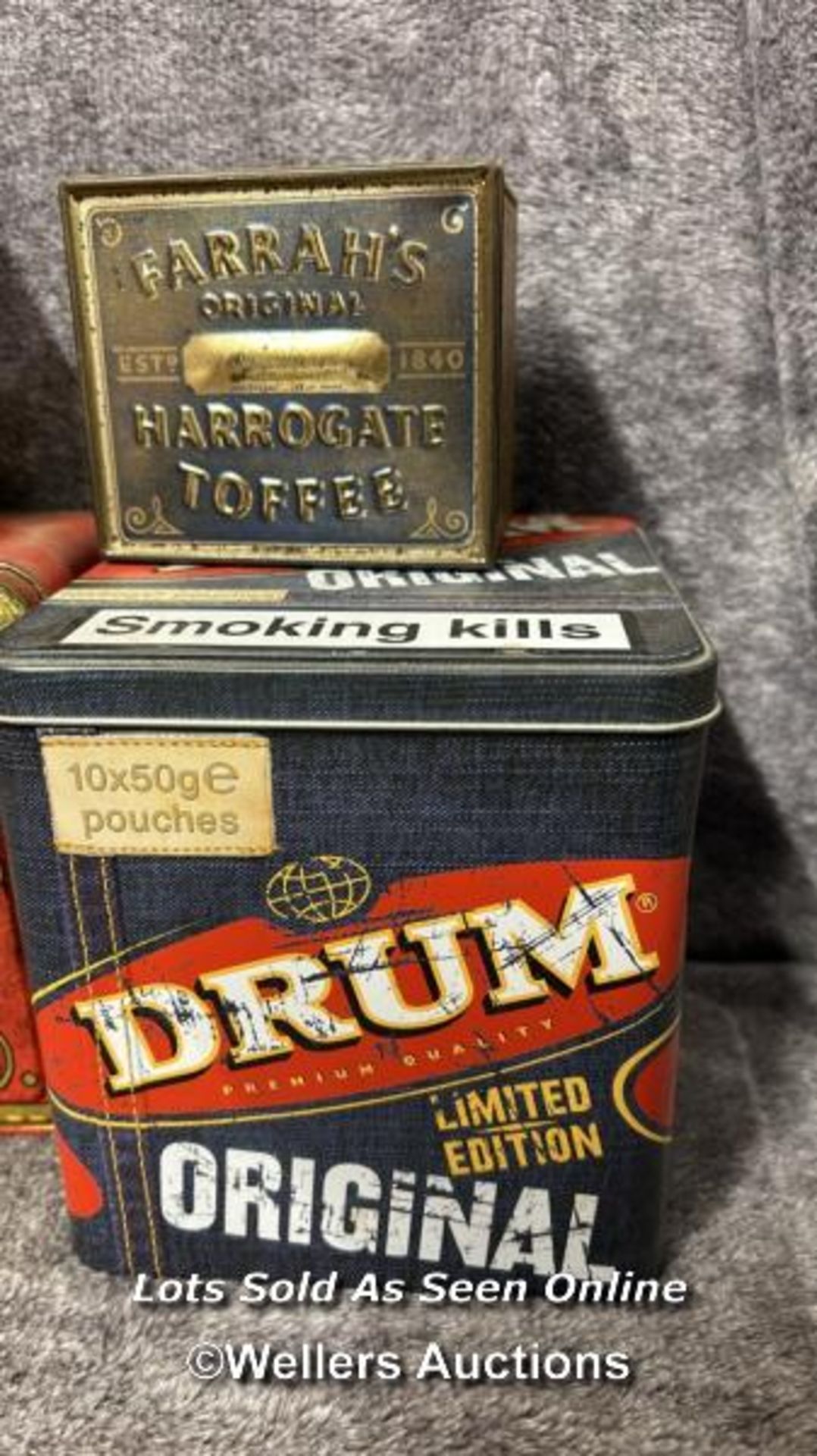 Assorted vintage tins including Sovereign Creamy Whirls, Thornton's Toffee, Nosegay Tobacco and - Image 9 of 10