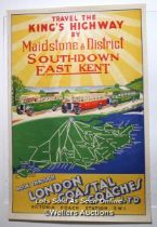 Original 1930s poster 'Travel the King's Highway' by London Coastal Coaches , 50 x 76cm