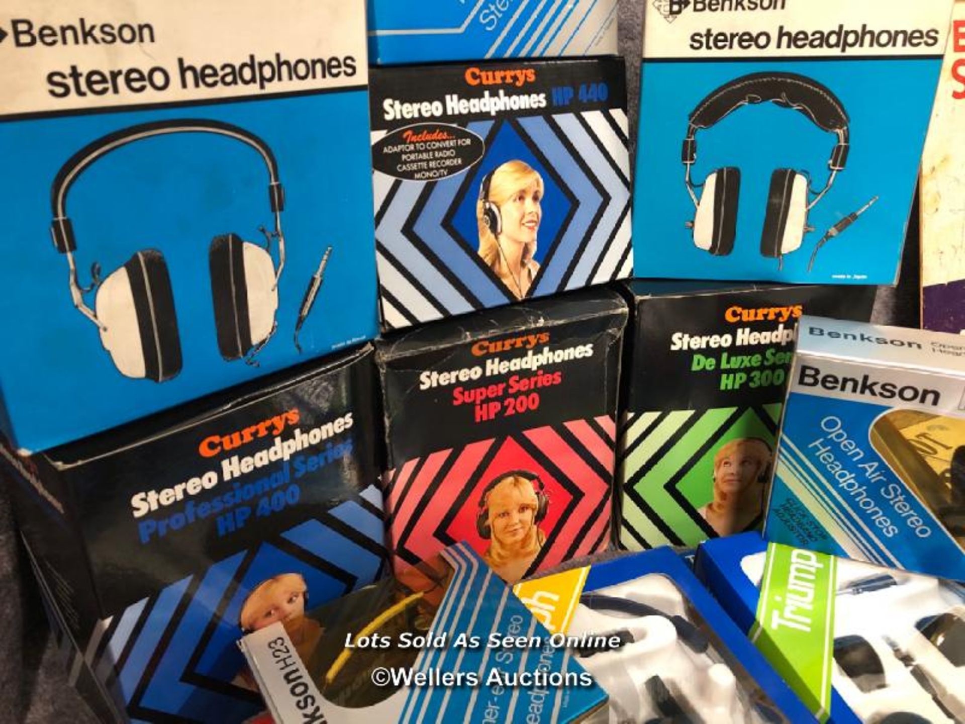 A collection of assorted vintage Benkson, Triumph and Currys stereo headphones, from the private - Image 3 of 6