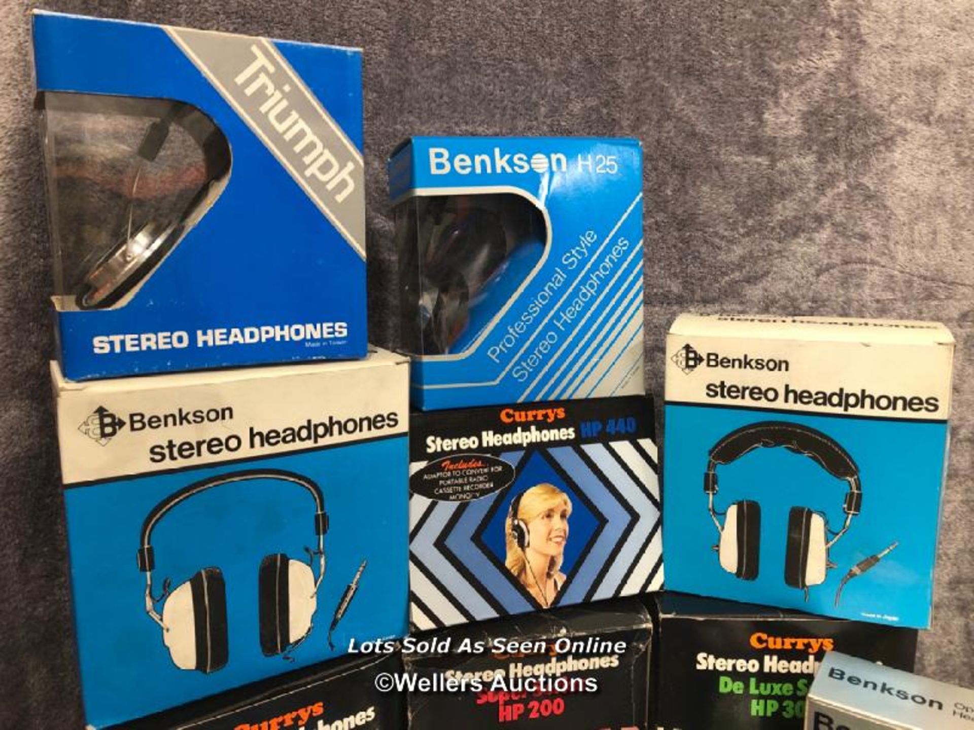 A collection of assorted vintage Benkson, Triumph and Currys stereo headphones, from the private - Image 2 of 6