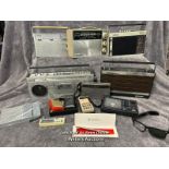 Assorted unboxed vintage electricals including Benkson radios, Aero 6 transister, Dixons radio,