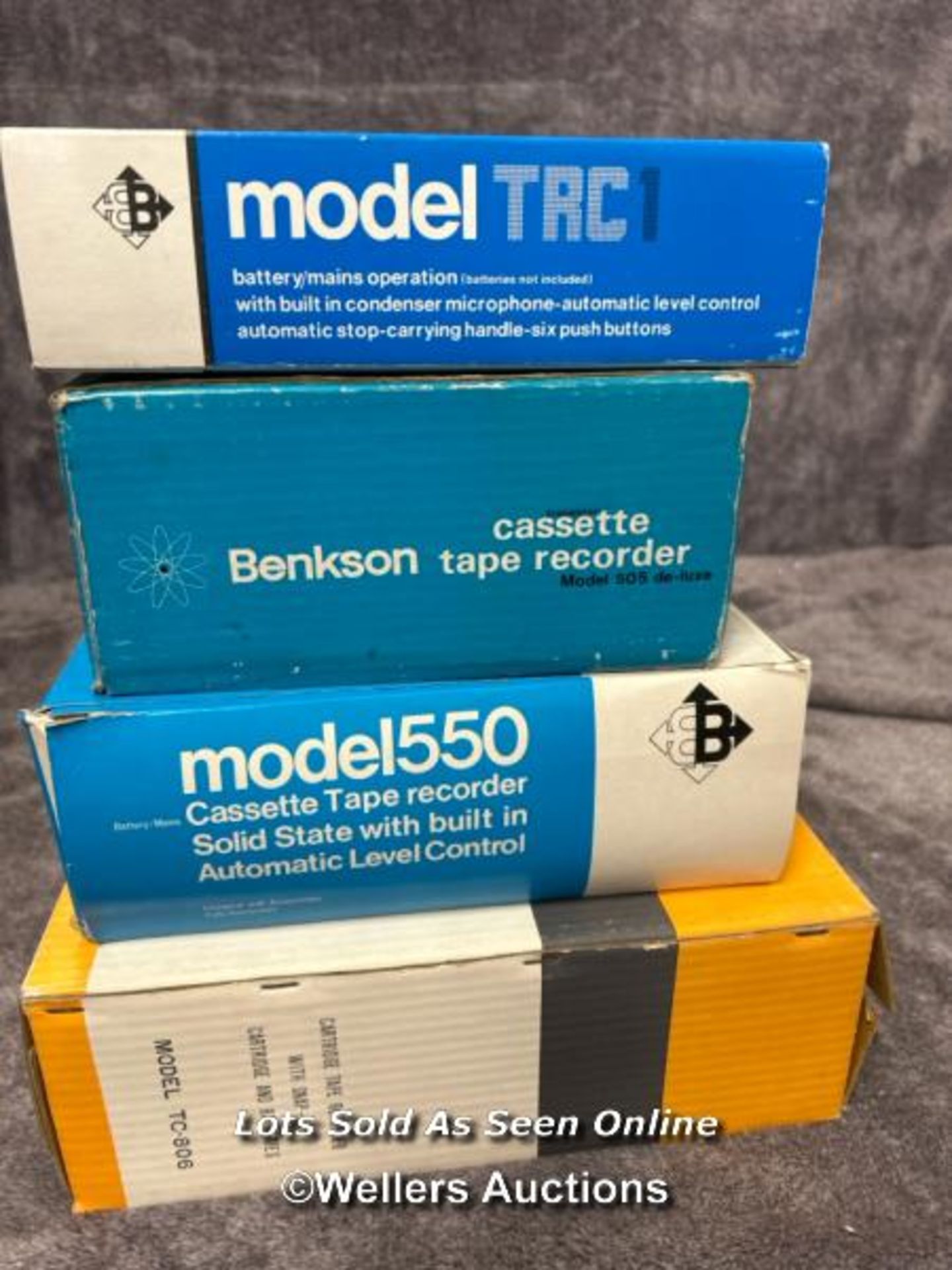 Four vintage boxed Benkson cassette tape recorders including model TC-808, from the private - Image 6 of 6
