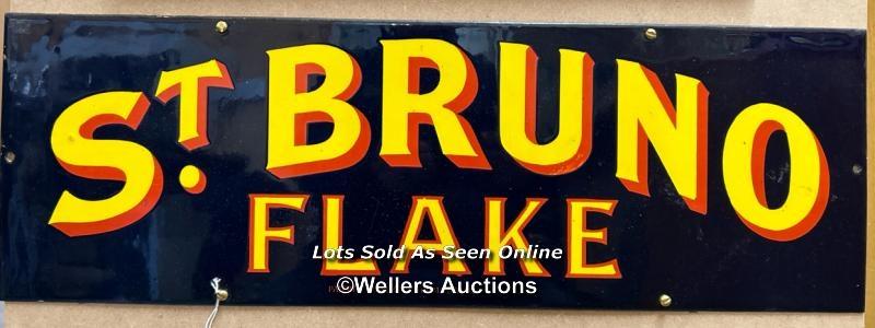 Vintage enamel tobacco sign "ST.BRUNO FLAKE", 61x20cm