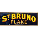 Vintage enamel tobacco sign "ST.BRUNO FLAKE", 61x20cm