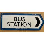 Vintage enamel street sign "BUS STATION", 53x23cm