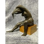 Michael Ayrton (1921-1975) patinated bronze sculpture 'Girl wringing out her hair', 26cm high