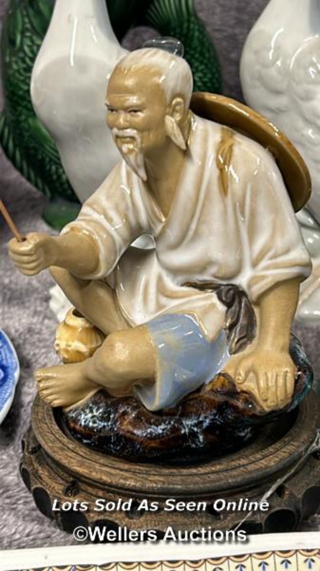 Assorted ceramics including Japanese fisherman figurine, Ducks, fish vase, Aynsley vases and trinket - Image 2 of 7