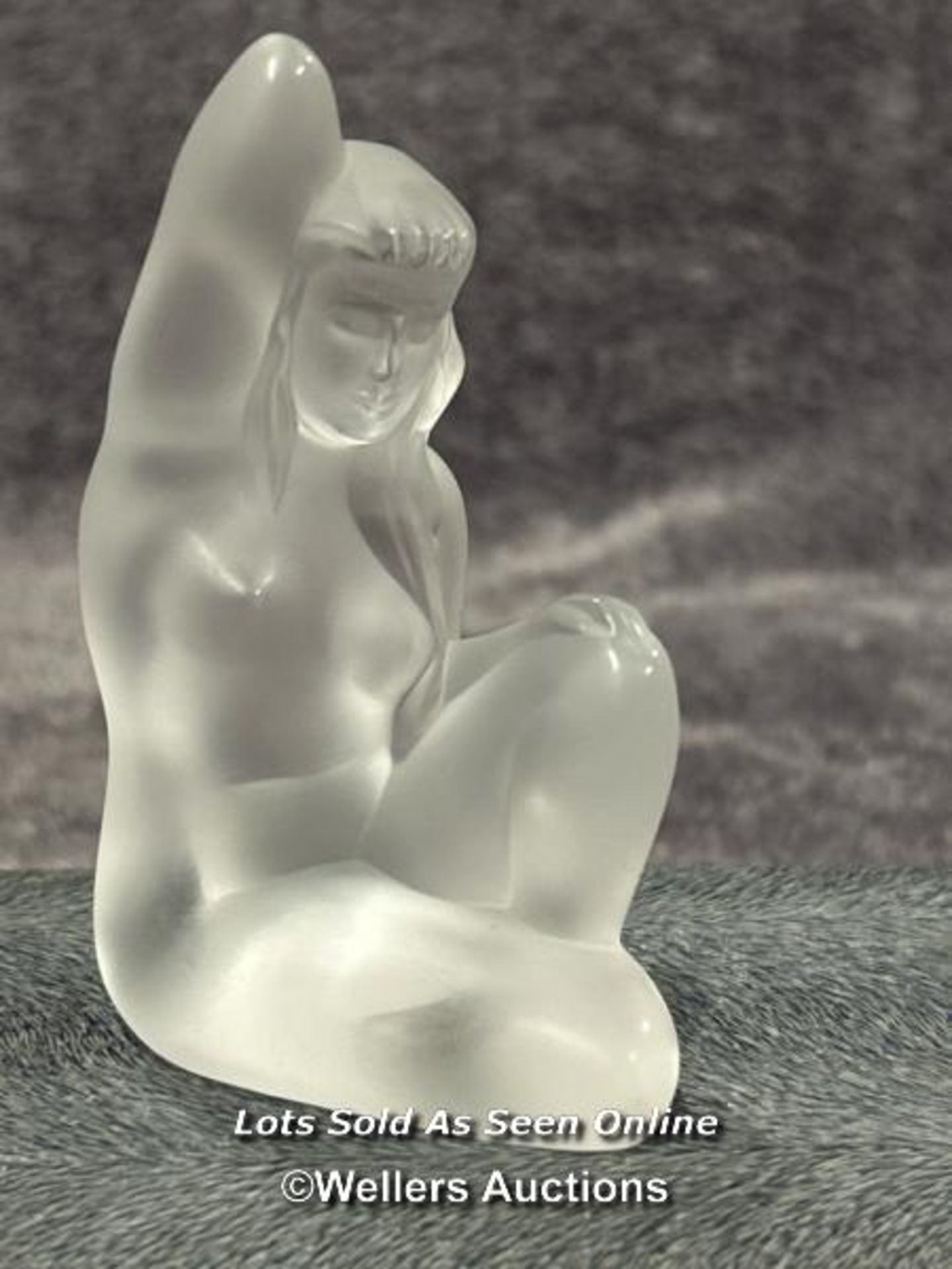 Lalique frosted crystal figurine 'Seated Nude' 10cm high, signed / AN2