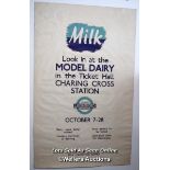 Original 1935 London Transport double-royal poster 'Model Dairy in the Ticket Hall, Charing Cross
