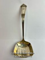 Art Deco style ladle stamped 'SSMC STERLING', 52g, 16cm long / SF
