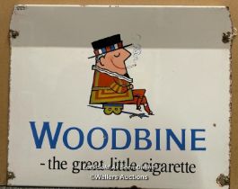 Vintage enamel tobacco sign "WOODBINE - the great little cigerette", 50x41cm