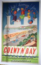 A BR(M) double royal poster, 'COLWYN BAY', by Bruce Angrave, discolouration to the left side