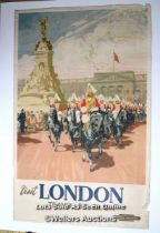 Original 1953 British Railway poster by Bordon Nicholl "Visit London Travel by Train" double