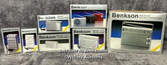 Seven boxed vintage Benkson radios, from the private collection of the founder of Benkson