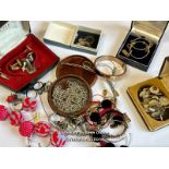 Assorted costume jewellery including hoop earings, rings, bracelets and cufflinks / SF