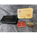 Vintage Readers Digest first aid box with contents, vintage empty Boots first aid kit tin and others