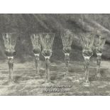 Six comemorative sherry glasses, 17cm high / AN34
