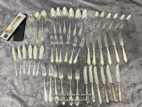 Mainly WMF silver plate cuttlery (36) with other cutlery including a fork from Harrod's and a George