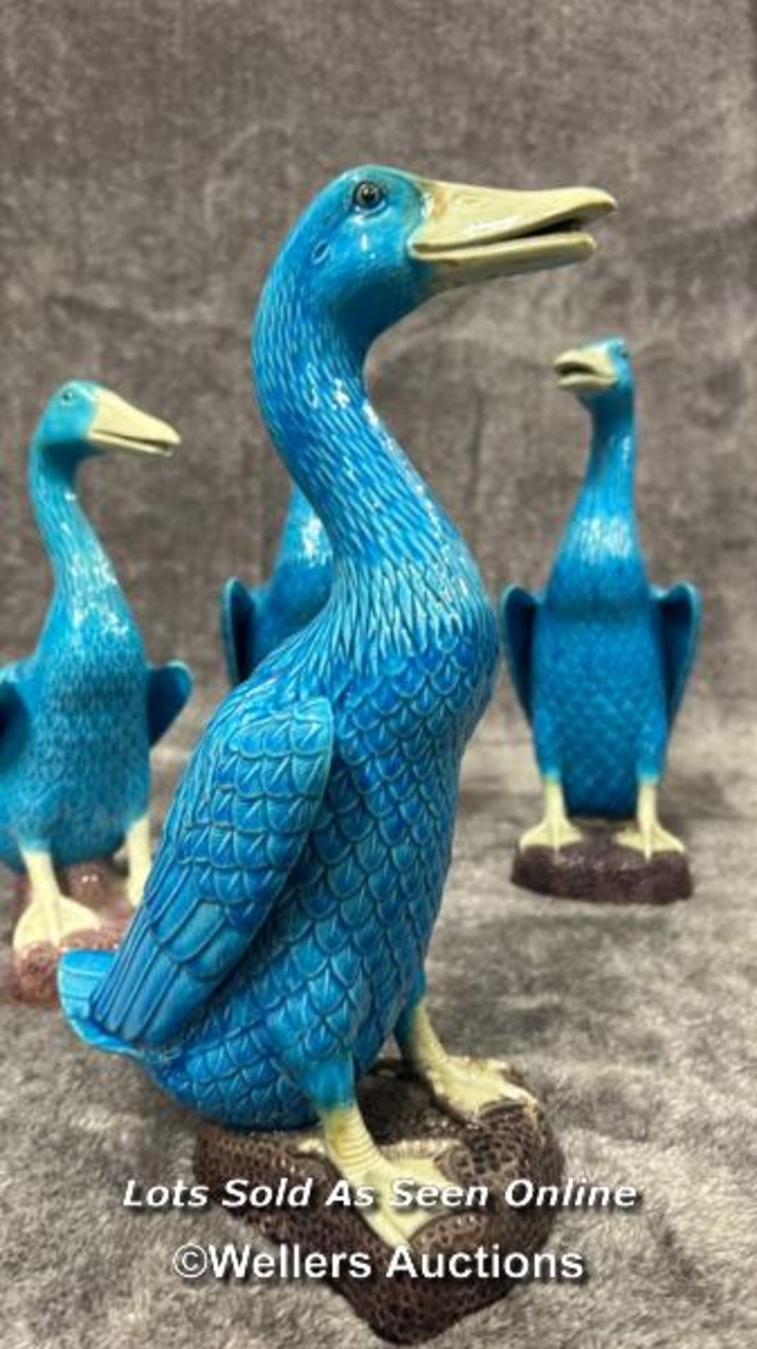 Set of six Chinese turquoise glazed porcelain duck figures, the tallest 29cm high / AN6 - Image 2 of 17