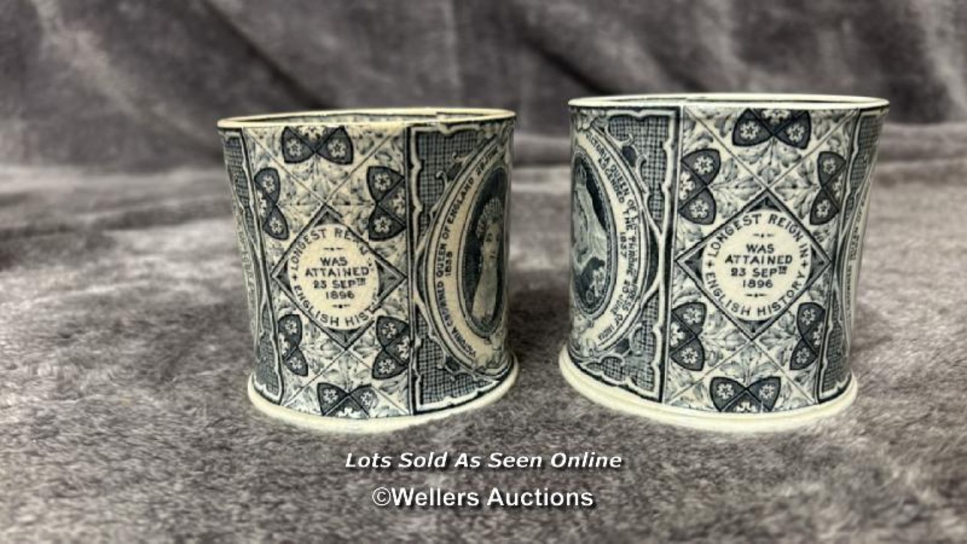 Two William Whiteley Queen Victoria longest reign mugs with one Royal Doulton King Edward VII mug - Image 3 of 10
