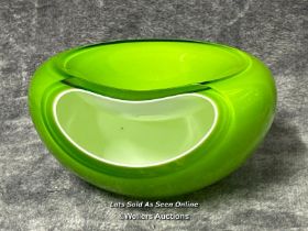 Danish contemporary Eva Solo 'Smiley' glass bowl by Tools, green and milk glass, 20cm diameter, 10.